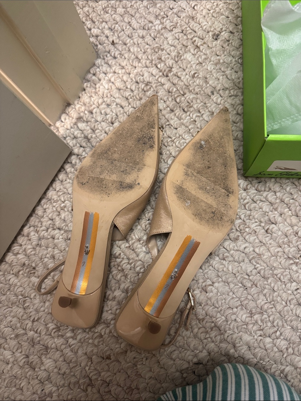 Sam Edelman Nude Bejeweled Slingback Kitten Heel - Picture 5 of 6